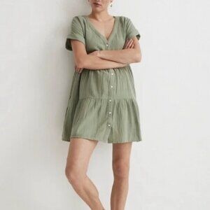 Madewell Lightspun Cuff Sleeve Sage Green Dress